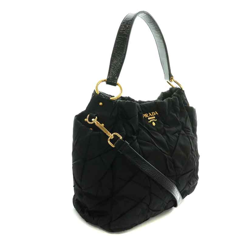 PRADA プラダ ワンショルダー キルティング ギャザー ナイロン