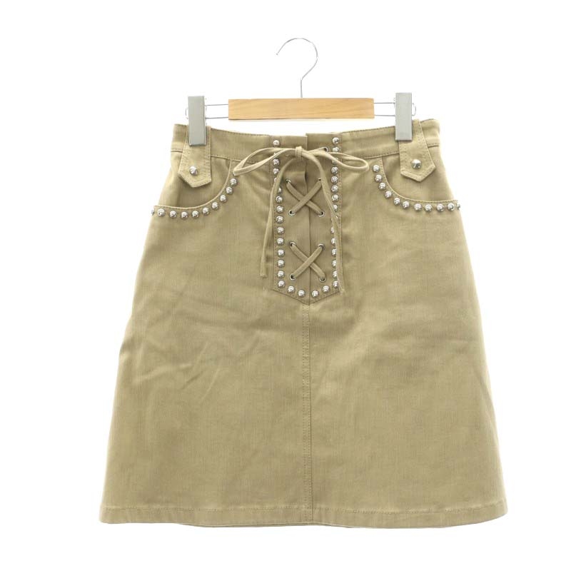ミュウミュウ miumiu レースアップスタッズスカート 台形 ミニ 40 