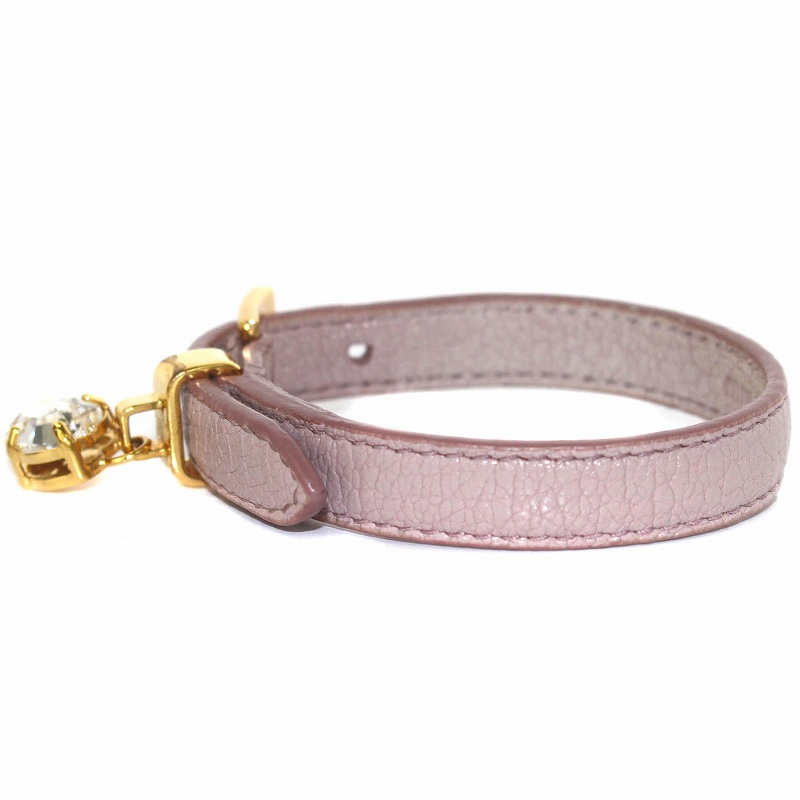 ミュウミュウ miumiu レザーブレスレット miumiu ミュウミュウ ビジュー クリスタル レザー ブレスレット