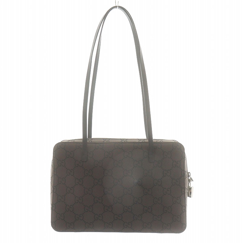 グッチ GUCCI GGナイロン ショルダーバッグ ハンドバッグ 茶 ブラウン 