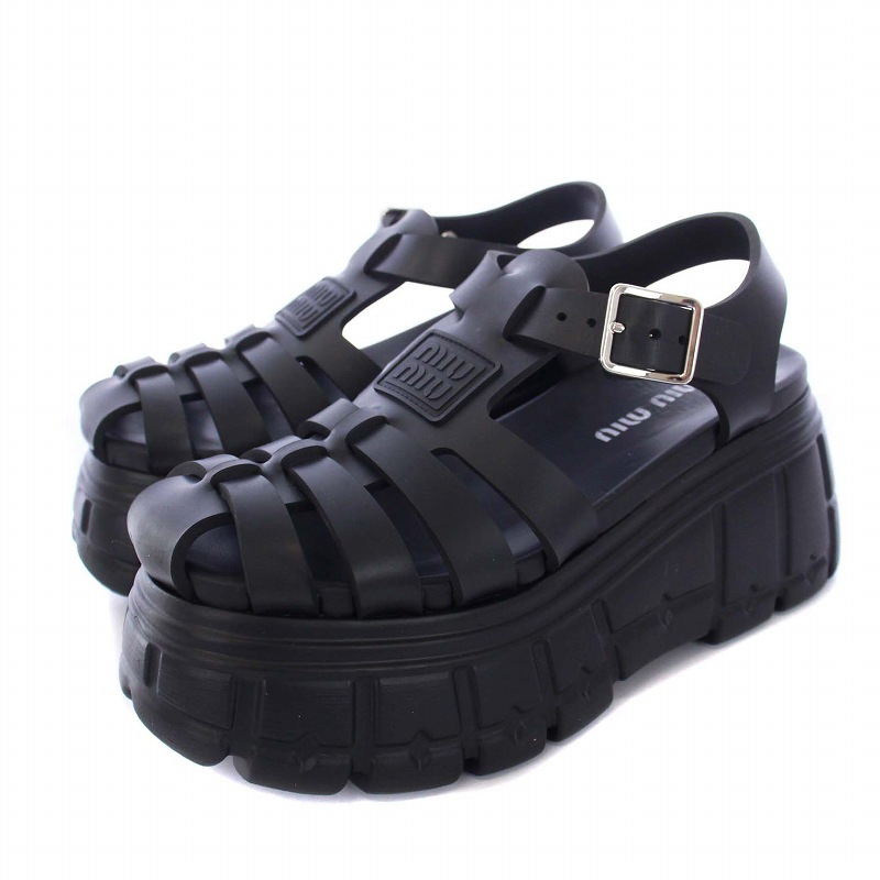 Miu Miu ミュウミュウ グルカサンダル EVA 厚底 ブラック 37