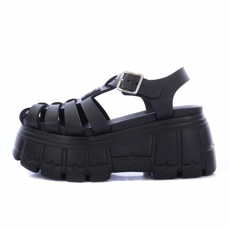 期間限定miumiu プラットフォーム ラバー グルカサンダルブラック37