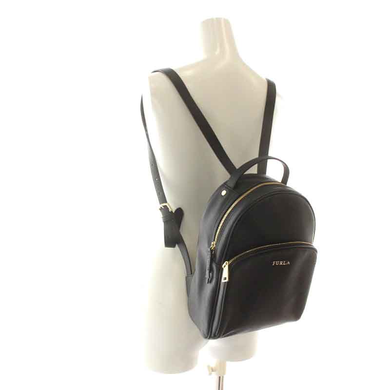フルラ FURLA フリーダ FRIDA リュックサック デイパック レザー 黒  