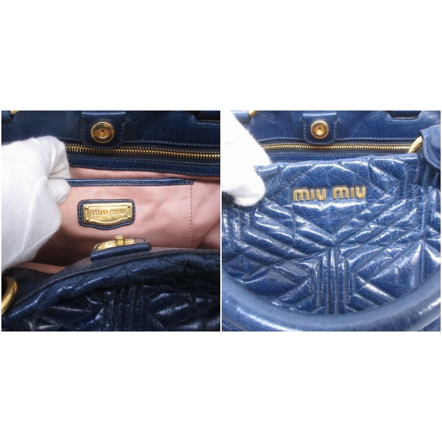 miu miu ネイビー キルティングバッグ