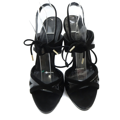 GUCCI グッチ　パテントレザー　ハイヒールサンダル グッチ GUCCI パテントサンダル ストラップ ピンヒール 39C 26cm