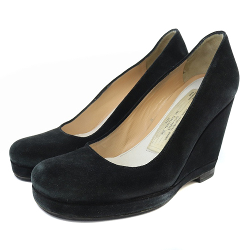 Maison Martin Margiela black silk covered wedges (39) — fall