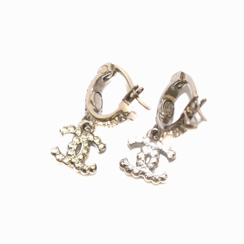シャネル CHANEL ピアス 両耳用 ココマーク ストーン フープ A22B 