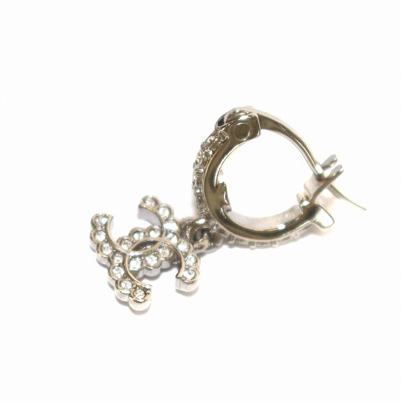 シャネル CHANEL ピアス 両耳用 ココマーク ストーン フープ