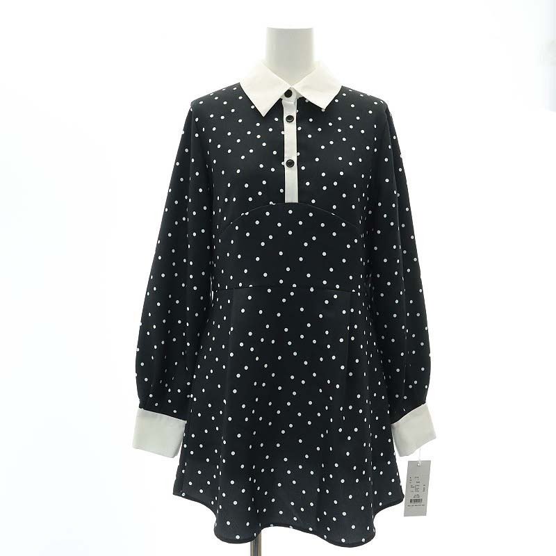 sheller　シェリエ　ドットシャツワンピース　シャツドレス シェリエ sheller ワンピース（未使用品 シェリエ sheller Dot