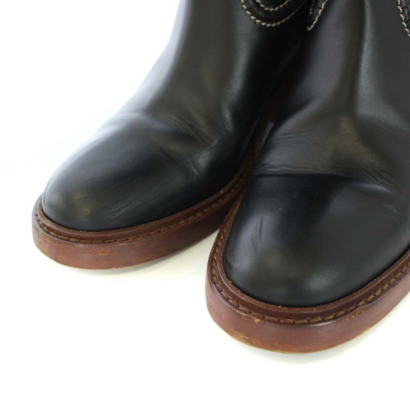 クロエ黒 レザー ロングブーツ 38