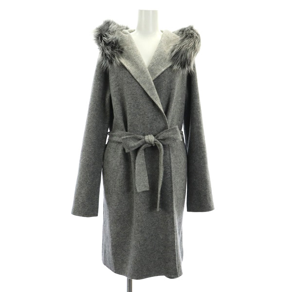 レディ Rady フェイクファー ロングガウン コート ウール F グレー /AT 