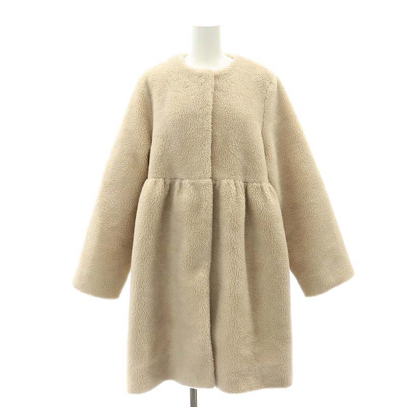 ヨリ yori 23AW yori もふボアコート ノーカラー ロング ウール混 38 M 