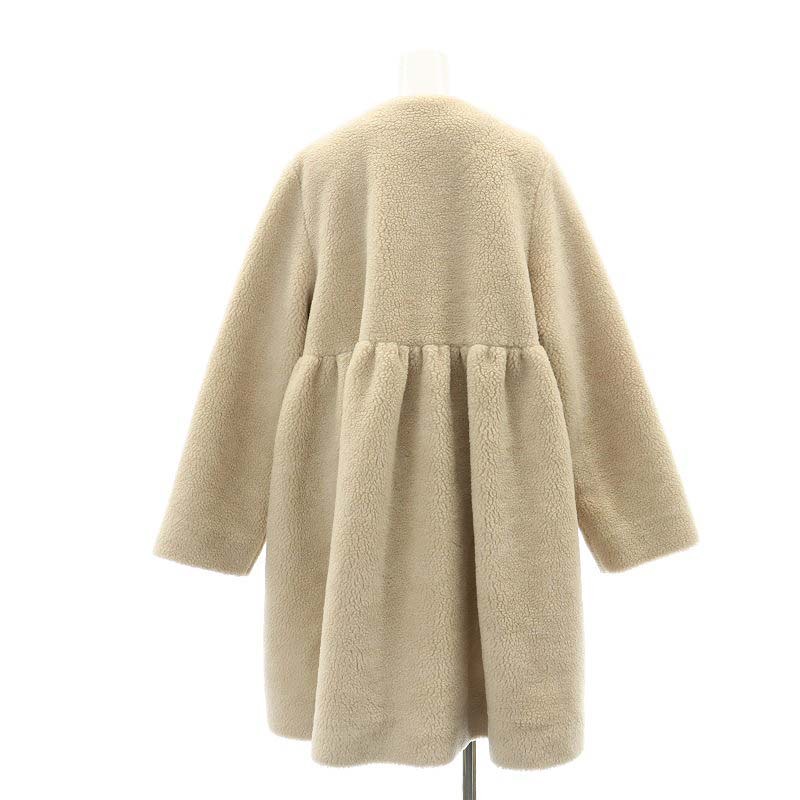 ヨリ yori 23AW yori もふボアコート ノーカラー ロング ウール混 38 M 