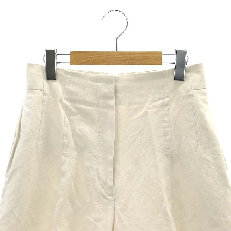 エブール ebure リネンコットン ワイドパンツ タック リネン混 38  