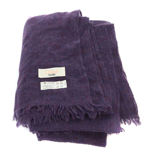 クロエ CHLOE カシミヤ100% マフラー ストール 紫 パープル /SR16