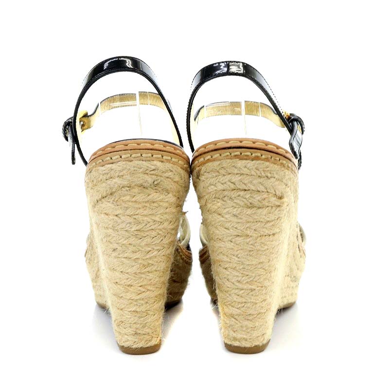 未使用品 プラダ PRADA サンダル ウェッジソール リボンモチーフ 