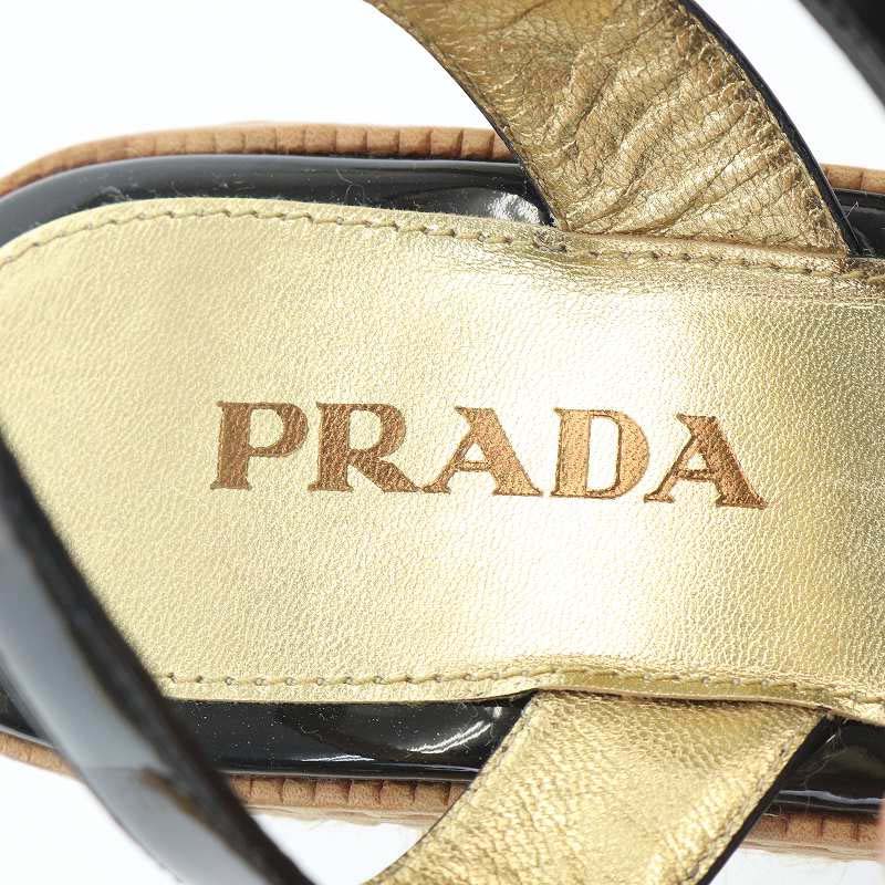 未使用品 プラダ PRADA サンダル ウェッジソール リボンモチーフ 