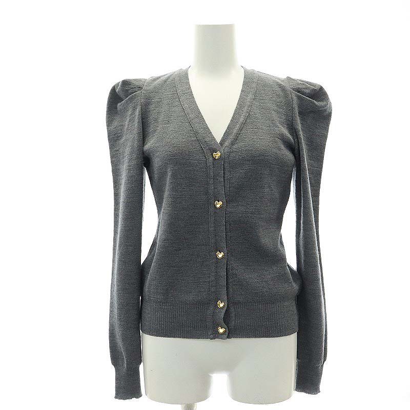 オブリ OBLI 24SS パワーショルダーカーディガン ウール 長袖 グレー  