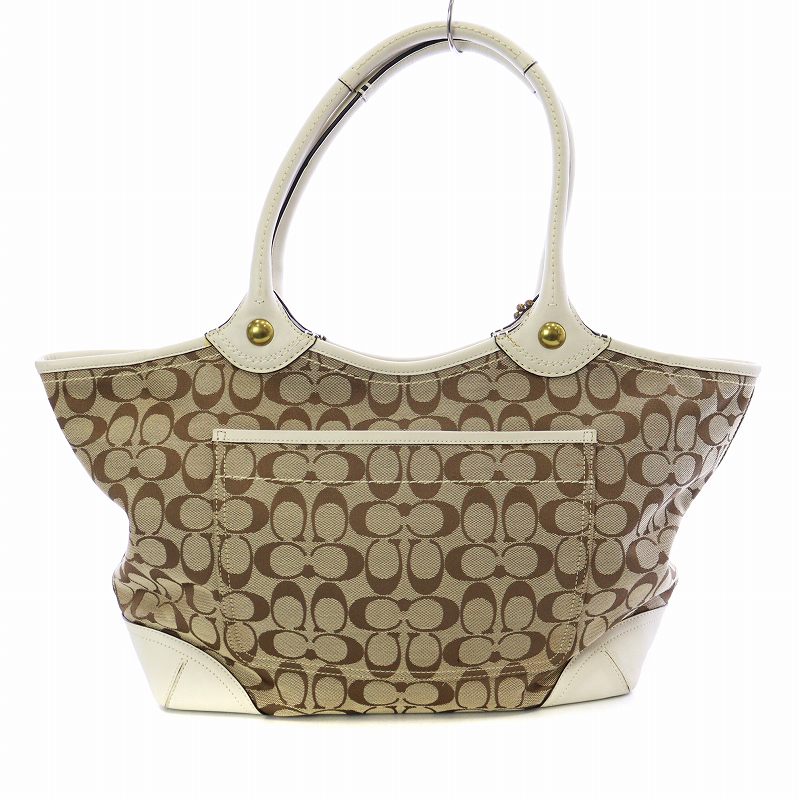 新品☆COACH(コーチ) ホワイト シグネチャー レザー 有り難う トートバッグ 