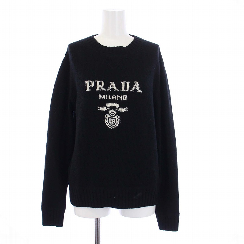 プラダ PRADA PRADAロゴ ニット セーター 長袖 カシミヤ×ウール クルー  
