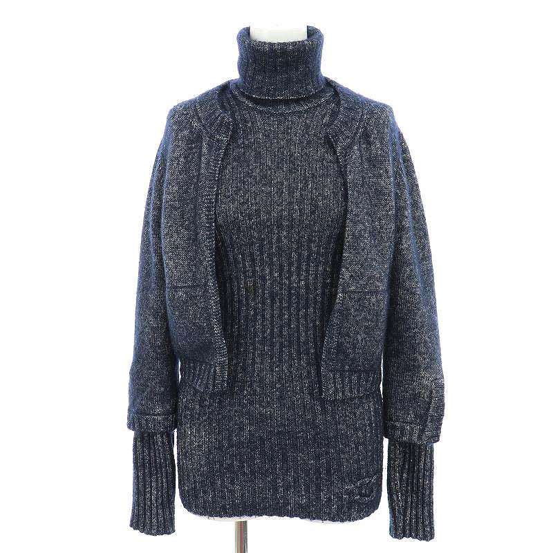 CHANEL シャネル ココボタン タートル五分袖ニット ネイビー シャネル ココボタン P44 カシミヤ ニットジャケット 40