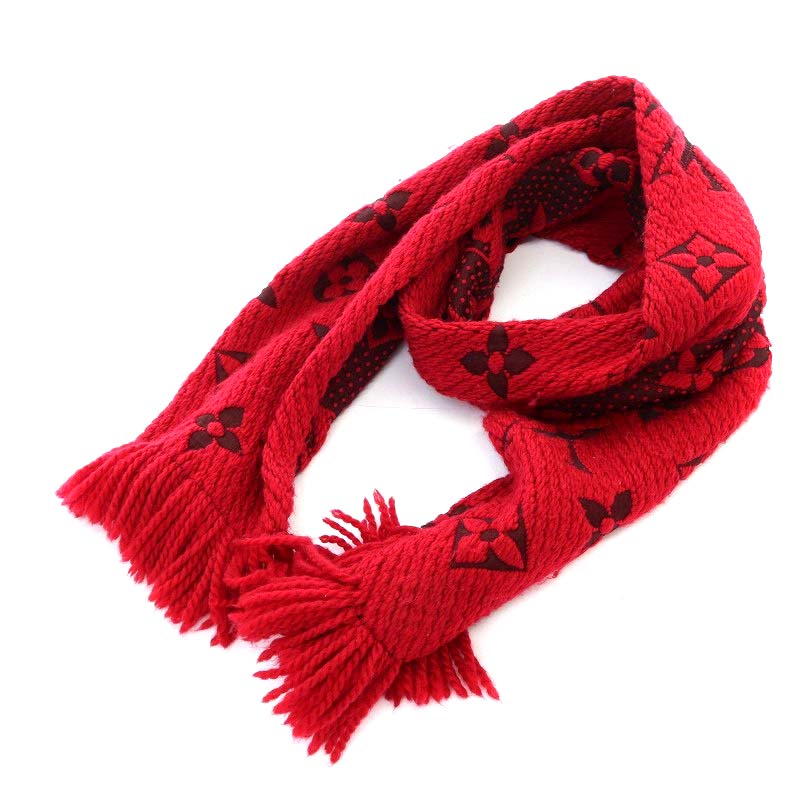 ルイヴィトン LOUIS VUITTON エシャルプ ロゴマニア マフラー フリンジ  