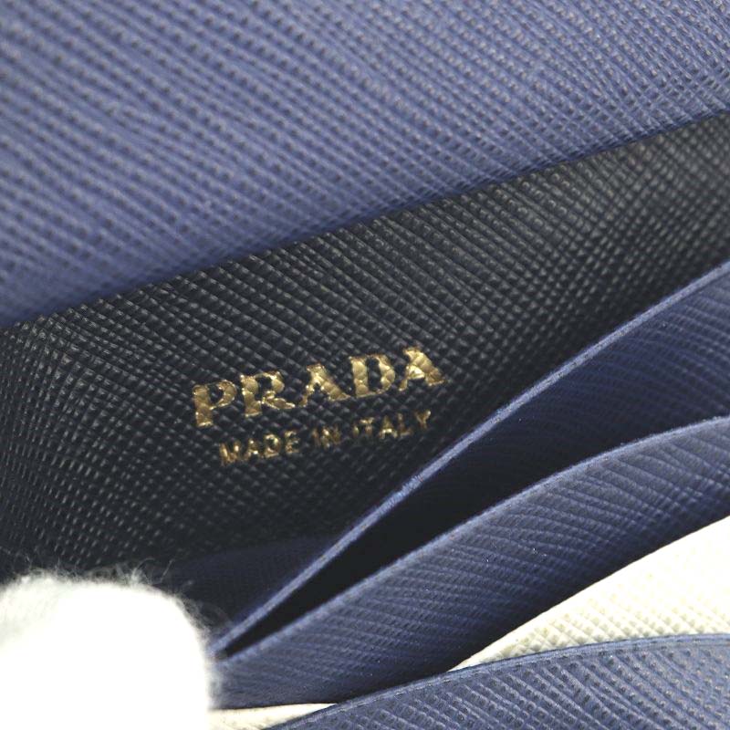 PRADA プラダ　二つ折り　財布　ネイビー　バイカラー　青 最終値下げ 大人気カラー 希少 PRADA プラダ サフィアーノ 二