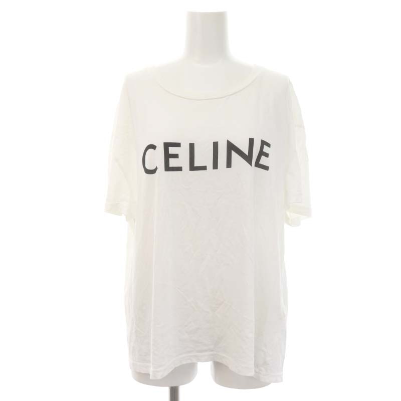 セリーヌ CELINE ロゴ 半袖 Tシャツ カットソー XL 白 ホワイト