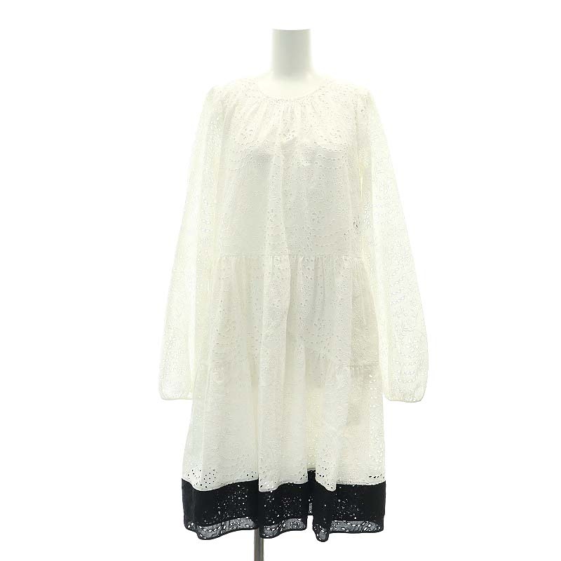 Nﾟ 21 振っ ヌメロヴェントゥーノ ひざ丈スカート 38(S位) 白xグレー  