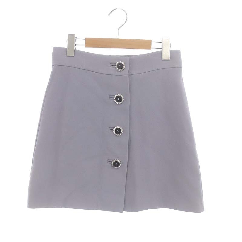 ミュウミュウ miumiu ビジューボタン ミニスカート 台形スカート 前  