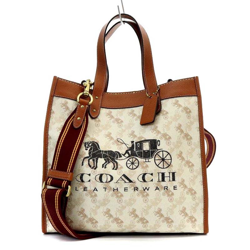 コーチ COACH フィールド トート ウィズ ホース アンド キャリッジ プリント アンド キャリッジ バッジ トートバッグ ショルダーバッグ 2way 斜め掛け 白 ホワイト C8461 /YO2 レディース 170-402406060005 | ベクトルパーク