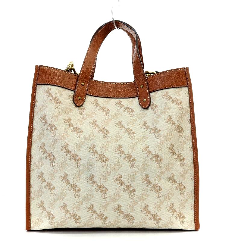 コーチ COACH フィールド トート ウィズ ホース アンド キャリッジ プリント アンド キャリッジ バッジ トートバッグ ショルダーバッグ 2way 斜め掛け 白 ホワイト C8461 /YO2 レディース 170-402406060005 | ベクトルパーク