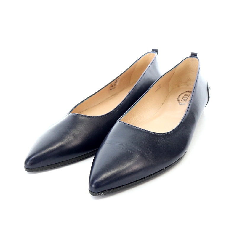 TOD'S フラットシューズ 本革 紺
