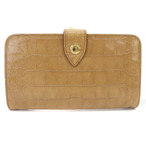 ミュウミュウ miumiu 二つ折り がま口 財布 ロゴ 茶色 ブラウン /SR29 