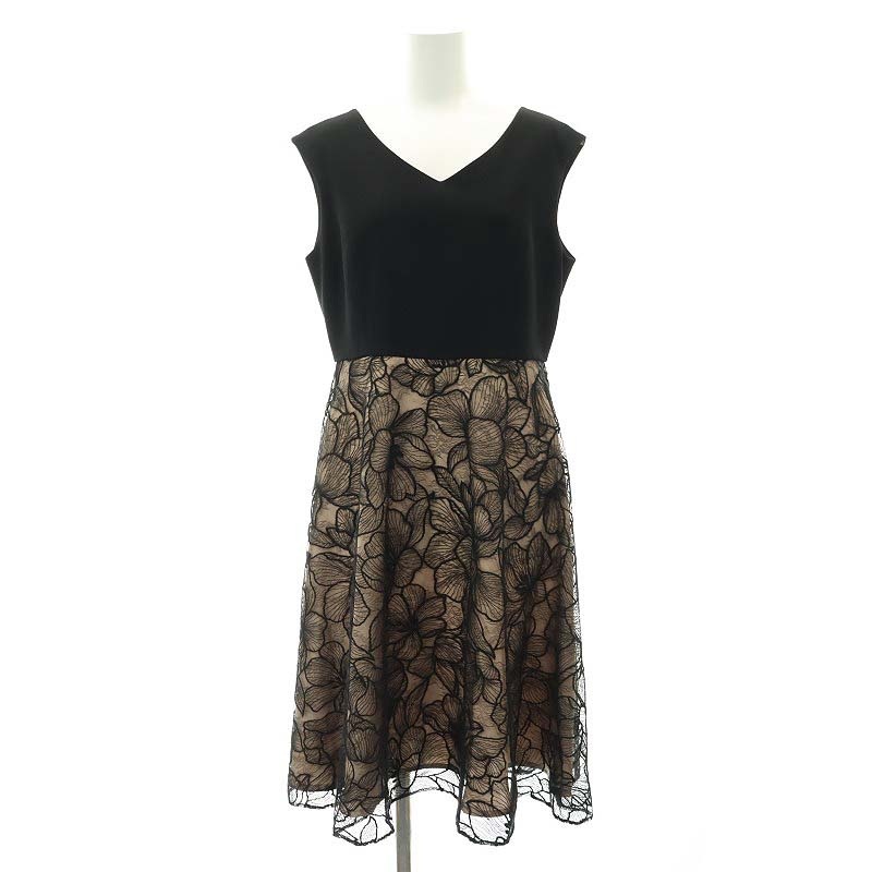 Diagram 花柄刺繍ノースリーブひざ丈ワンピース