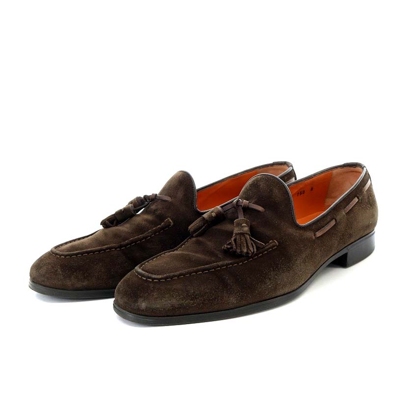サントーニ SANTONI ローファー スリッポン タッセル スエード 8 27cm 