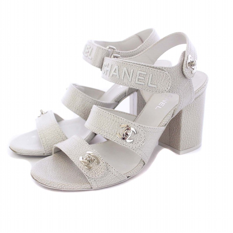 シャネル CHANEL 21S ココマーク サンダル チャンキーヒール ターン 