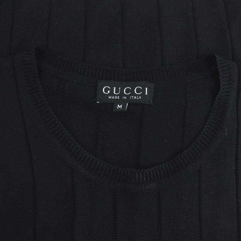 グッチ GUCCI ニット カットソー ノースリーブ シルク M 黒 ブラック  