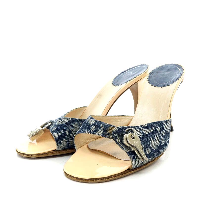 ディオール Dior サンダル ミュール ピンヒール トロッター デニム 