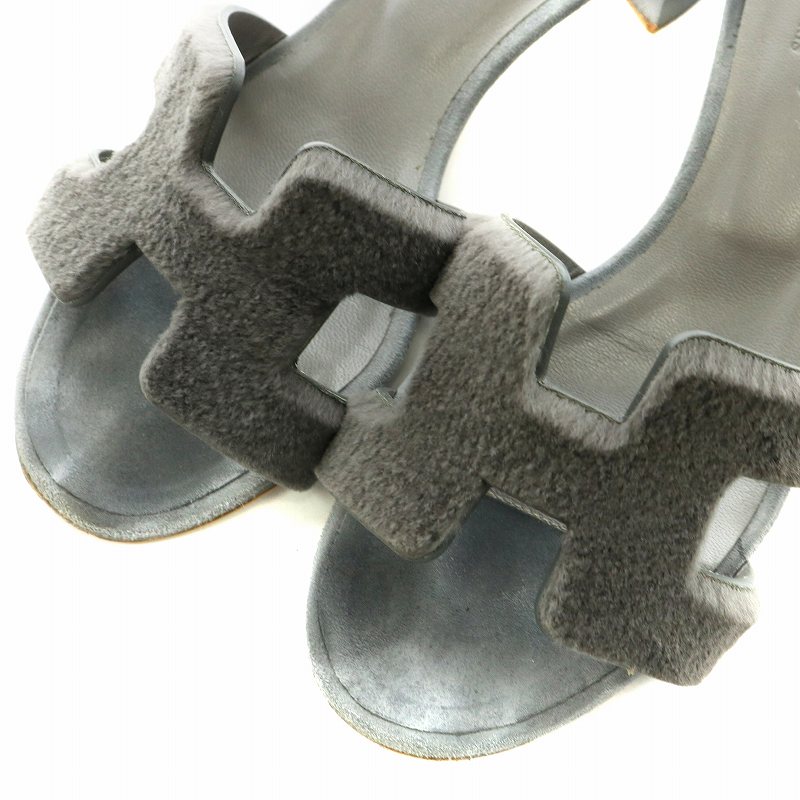 エルメス HERMES オアジス Oasis サンダル チャンキーヒール ミンク  