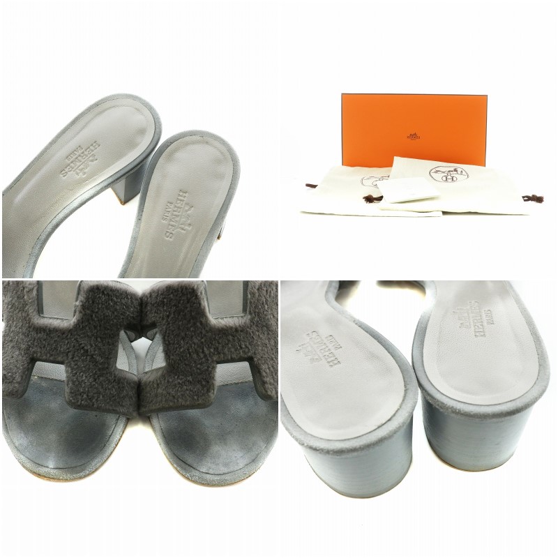 エルメス HERMES オアジス Oasis サンダル チャンキーヒール ミンク  