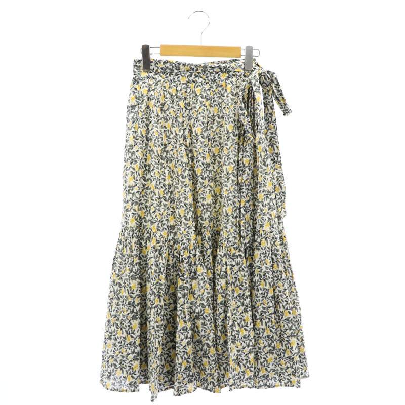 オブリ OBLI サイドリボンコットンフラワースカート ロング フレア 花  