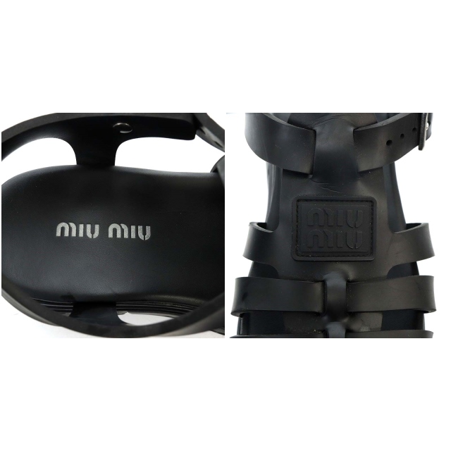 ミュウミュウ EVA ラバー プラットフォーム ストラップ サンダル ブラック