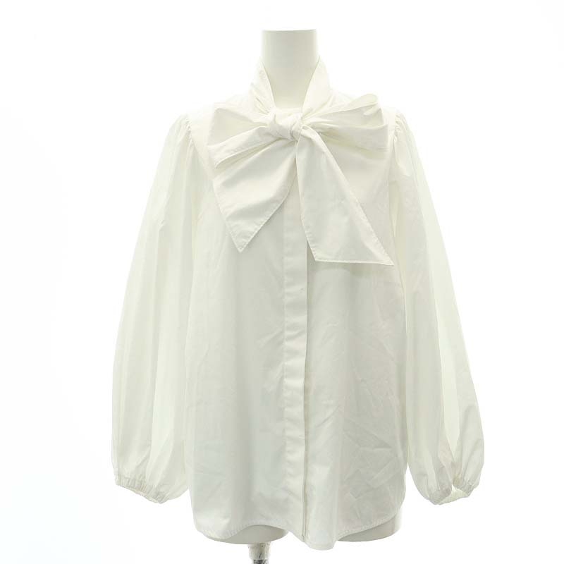 ヨリ yori 22AW ビッグリボンパフスリーブブラウス 長袖 前開き 36 白 