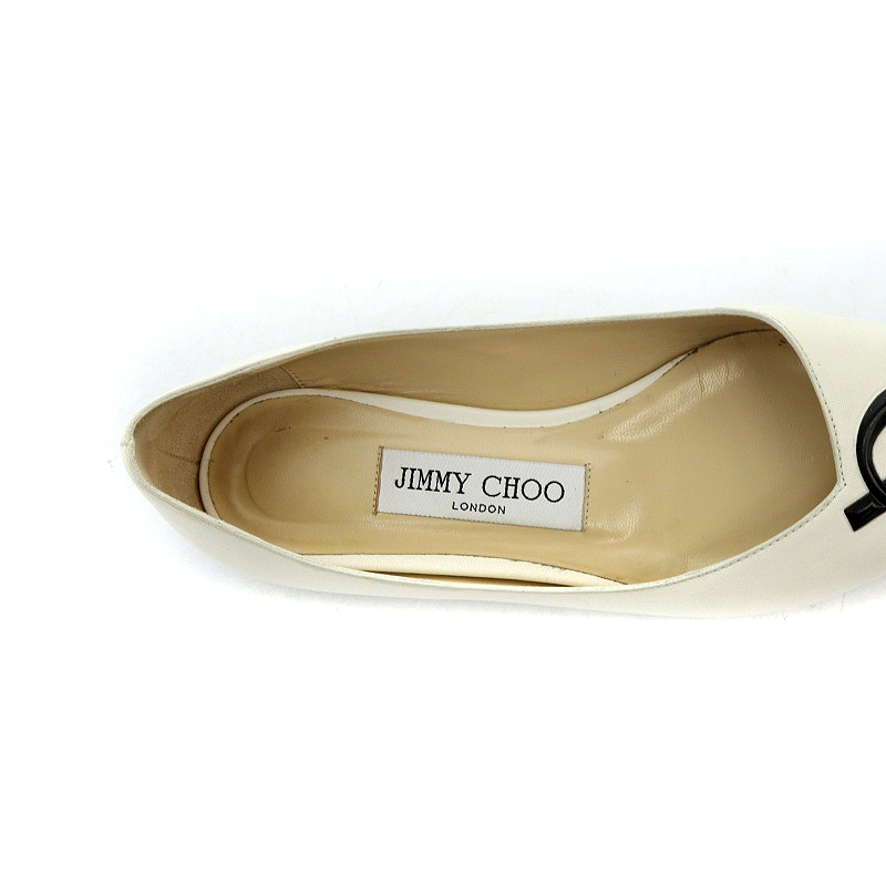 JIMMY CHOO ホワイト ポインテッドトゥ フラットシューズ