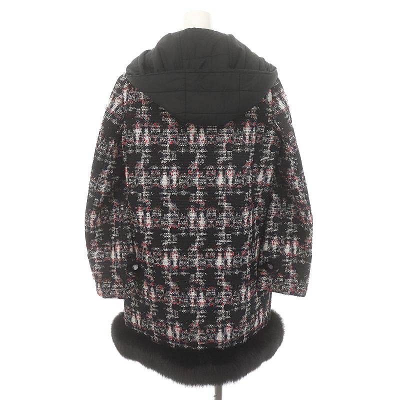 Reneツイードノーカラーロングジャケット 36