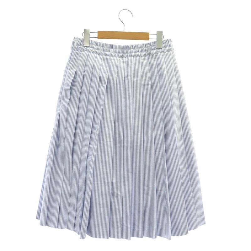 プラダ PRADA 23年製 ロゴ刺繍 ストライプ プリーツスカート ロング  