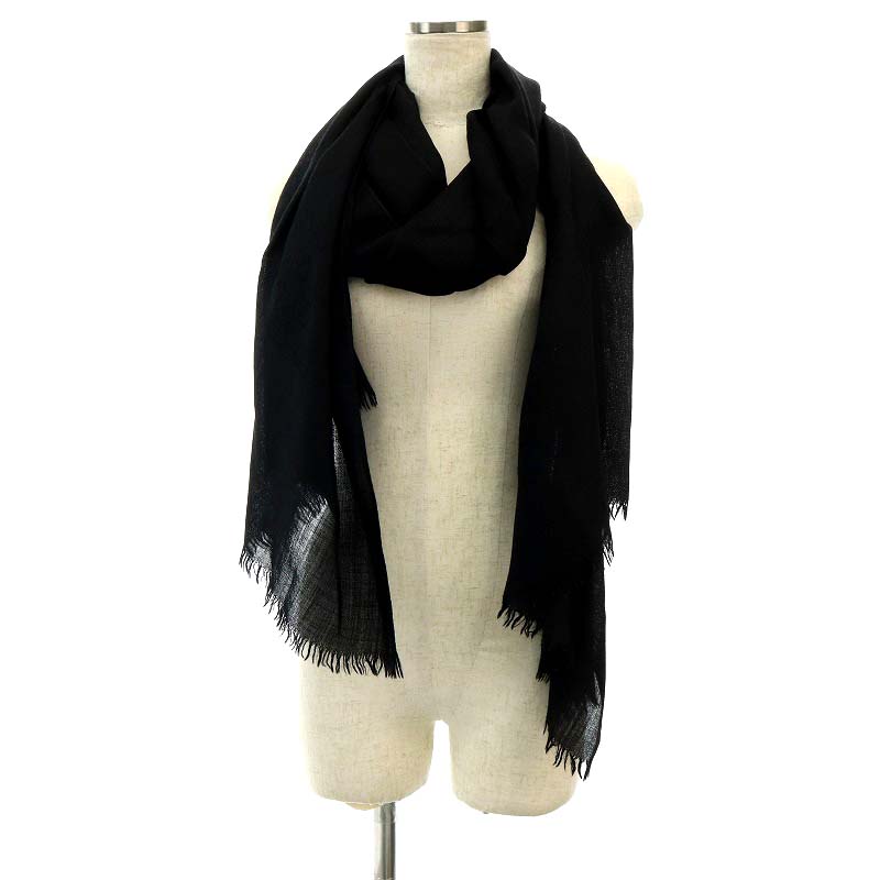グッチ GUCCI ストール マフラー GG柄 フリンジ 黒 ブラック /YO18