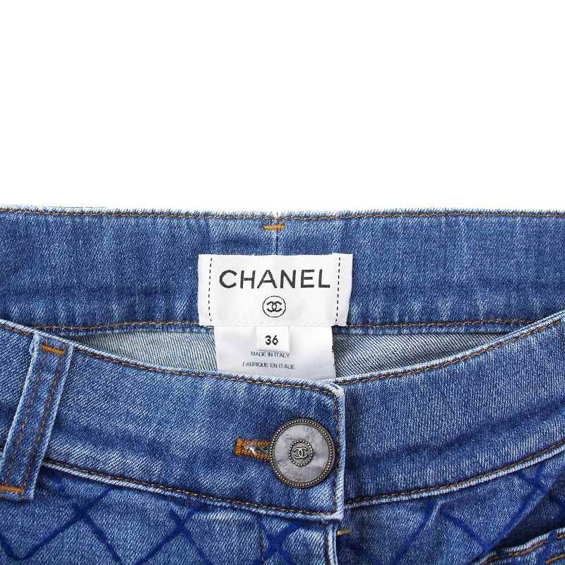 シャネル CHANEL マトラッセキルティング デニムパンツ ジーンズ 36 S  
