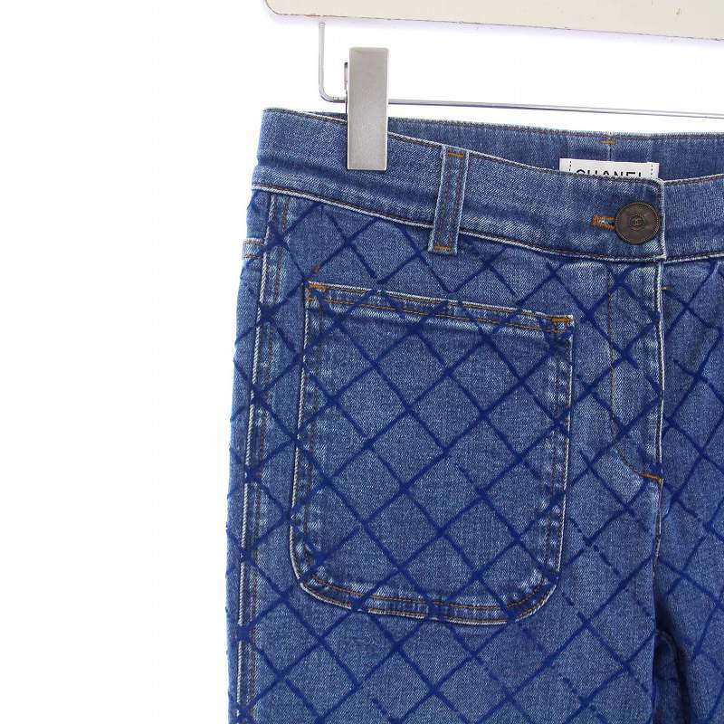 シャネル CHANEL マトラッセキルティング デニムパンツ ジーンズ 36 S  